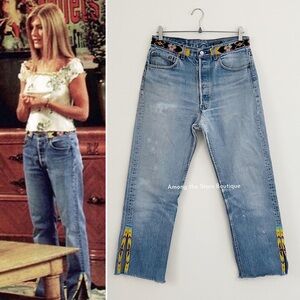 FLAWED GEM Rare 90s Vintage Upcycled Beaded Jeans ASO Rachel Green in Friends